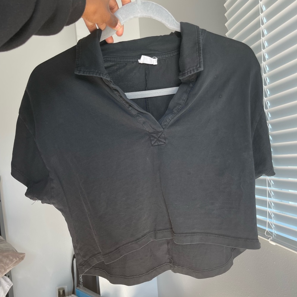 (MUST SELL BY 5/10!) Cotton On Charcoal V-Neck Crop Top w/ Collar
